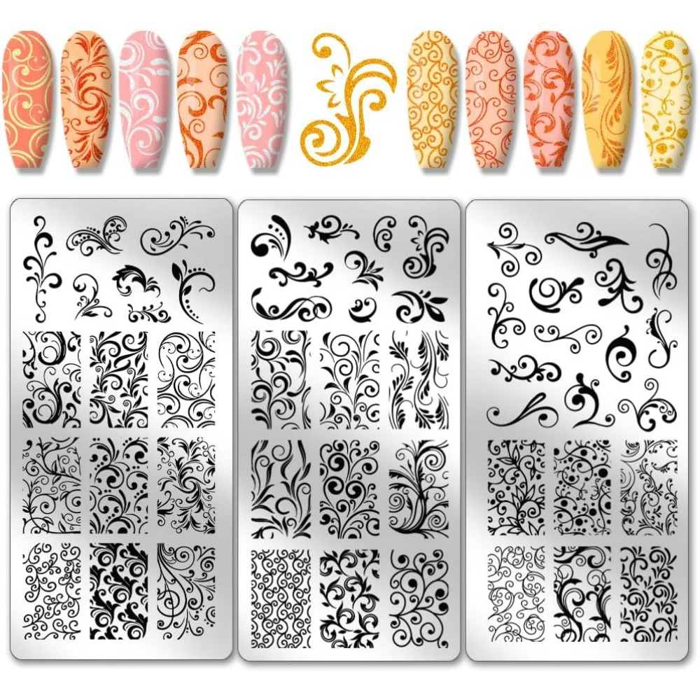 Nail Stamping Plate - 3 шт., шаблоны для дизайна ногтей