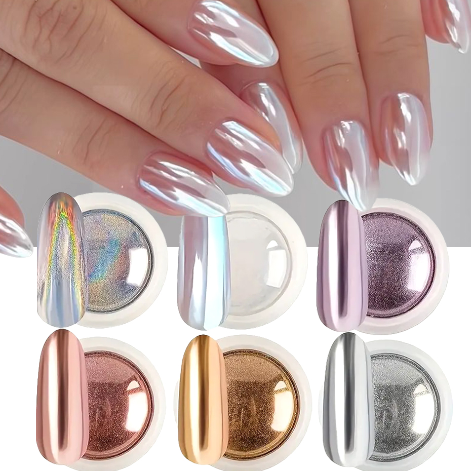 Nail Glitter Chrome - Набор из 6 хромированных зеркальных пигментов