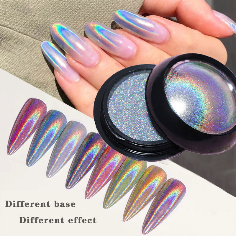 Nail Glitter Chrome - 6-цветная хромированная лазерная пудра для ногтей,