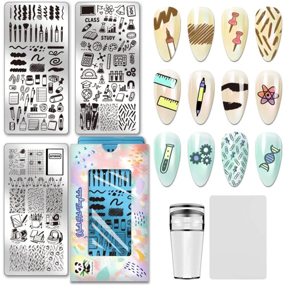 Nail Stamping Plate - 3 шт. канцелярских принадлежностей: пластины для