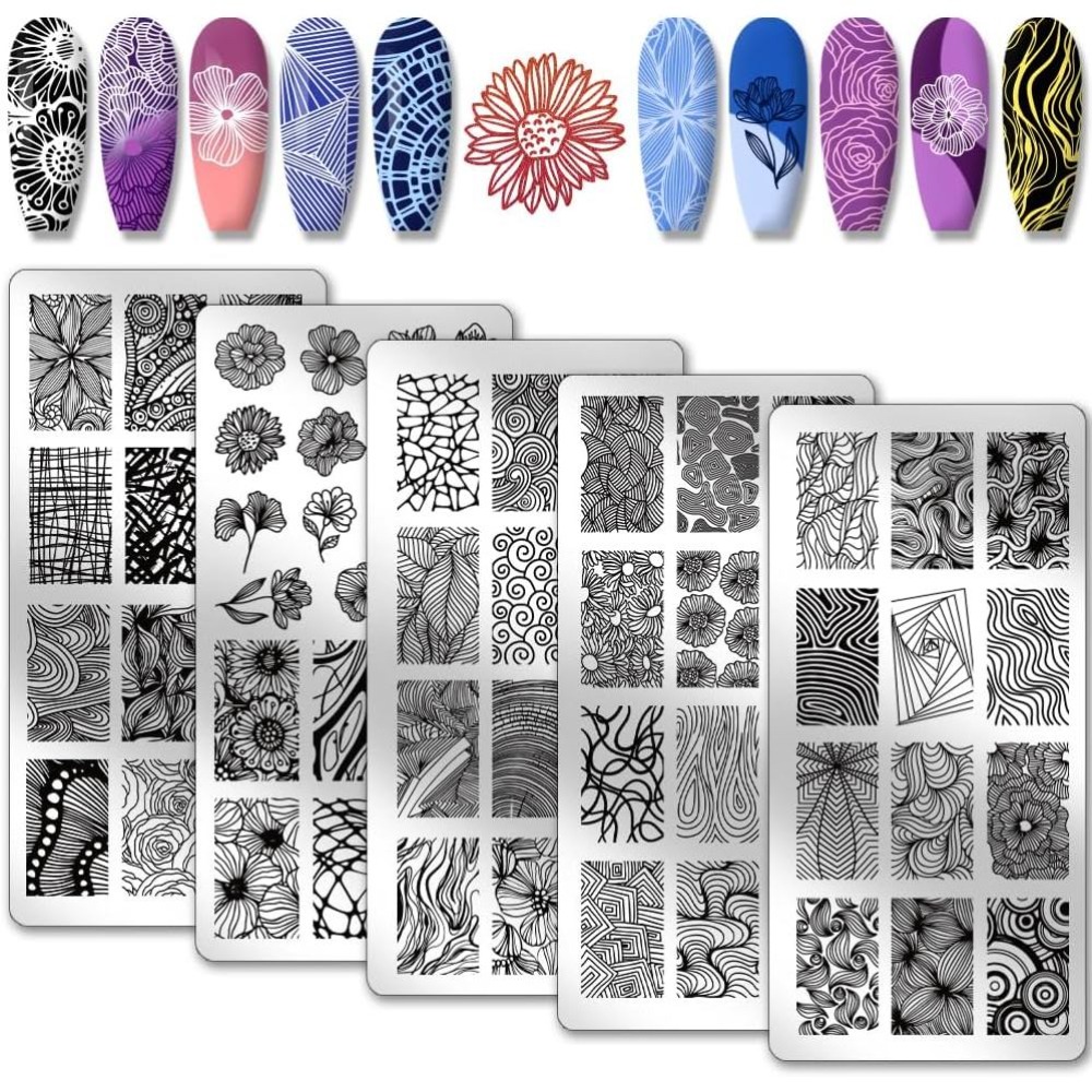 Nail Stamping Plate - Набор из 5 шт. трафаретов для