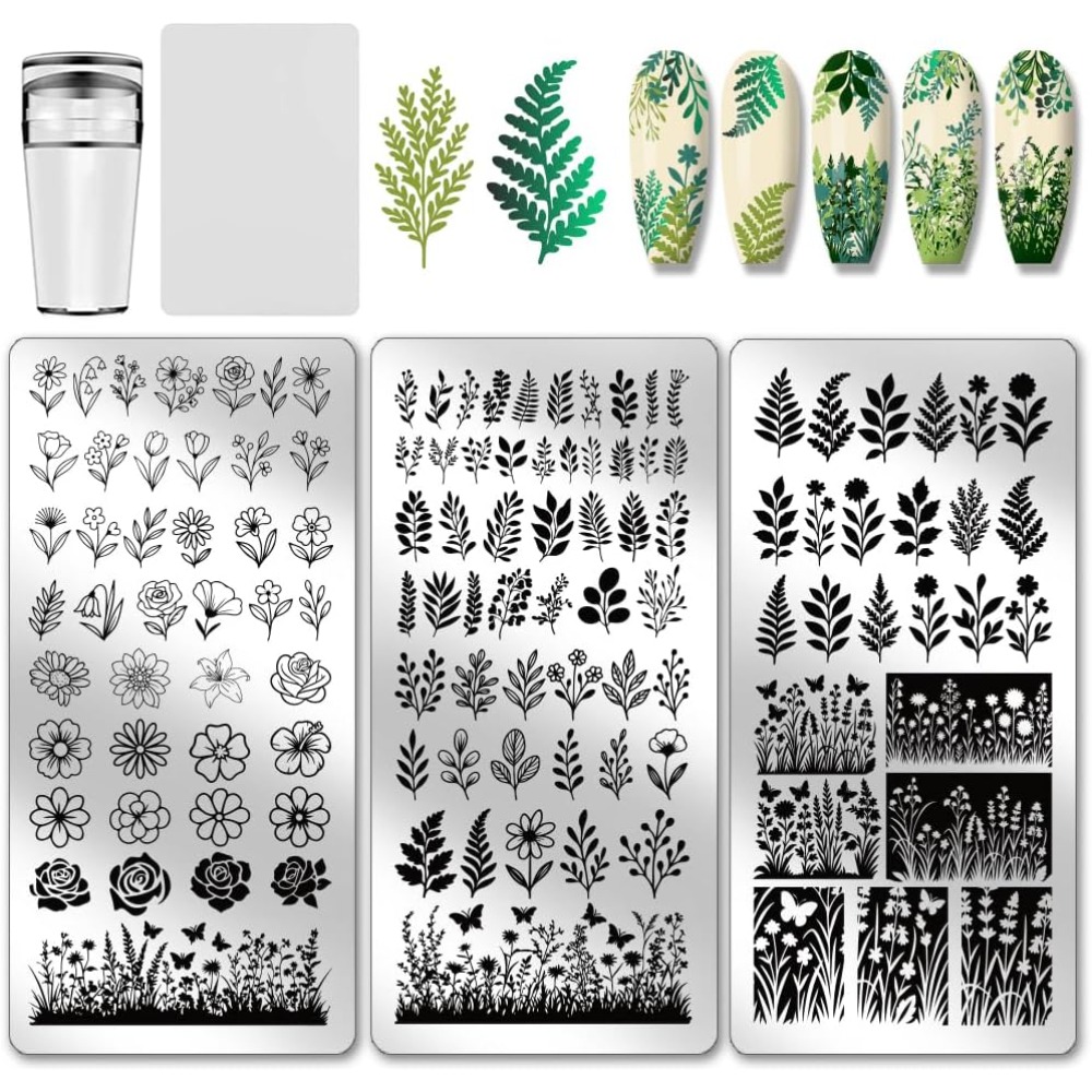 Nail Stamping Plate - 3 шт., пластины для штамповки ногтей