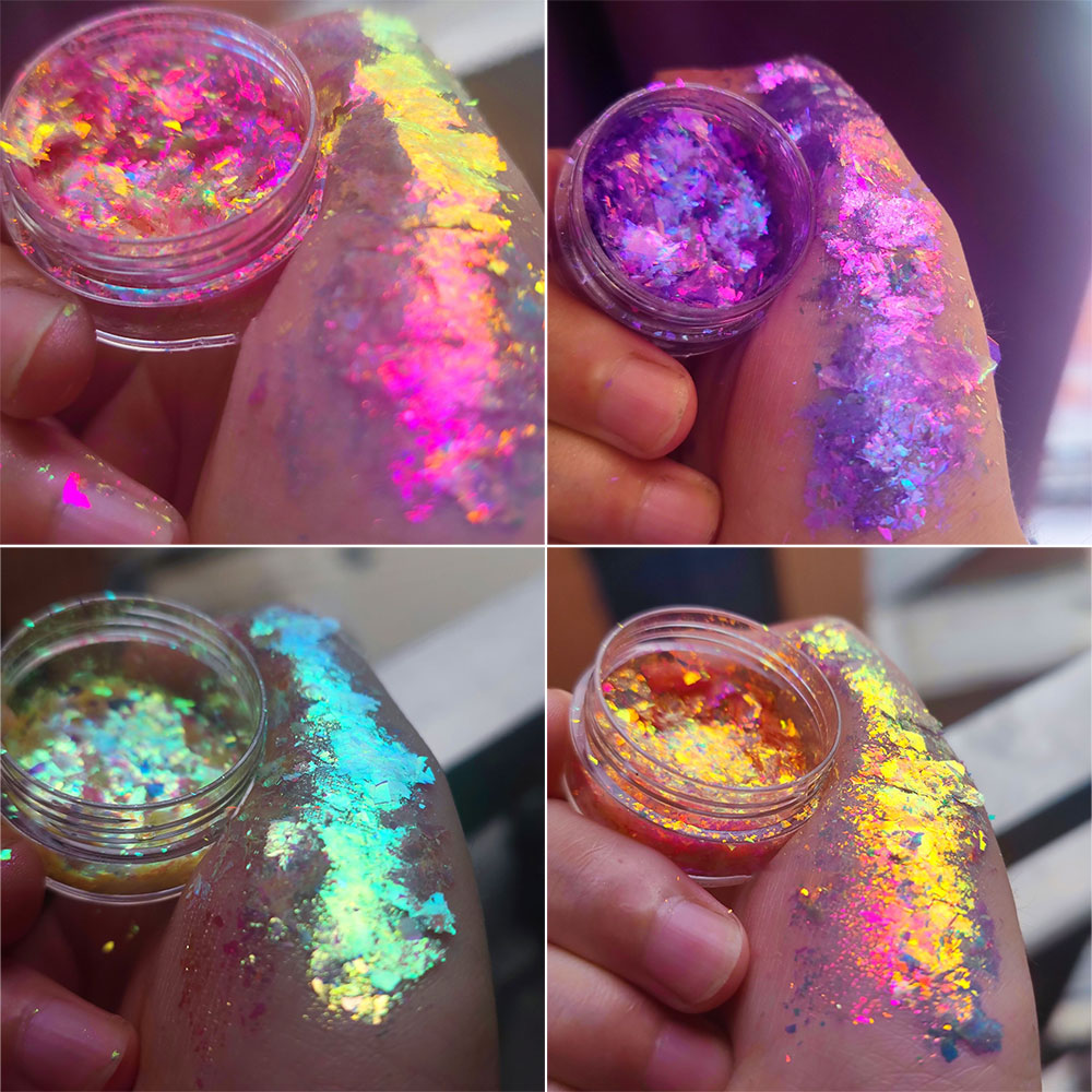 Блестящие хамелеоновые опаловы – обзор и цена Nail Glitter Chrome
