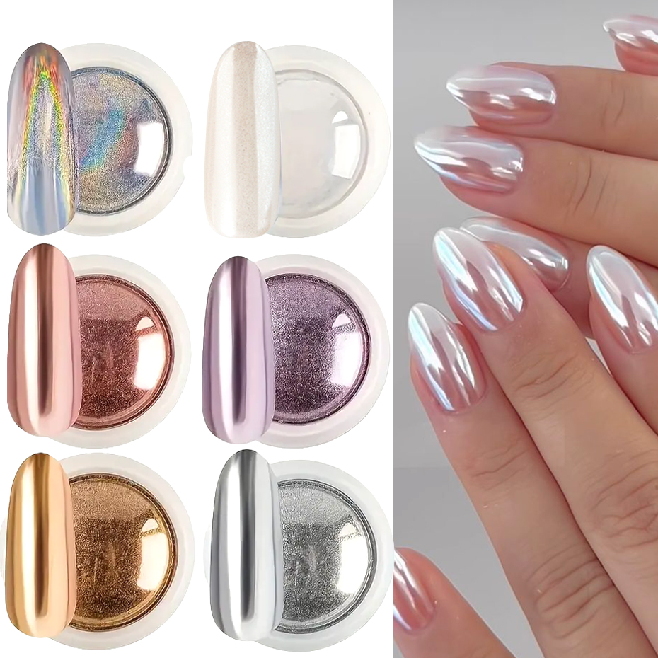 Набор из 6 хромированных зерка – обзор и цена Nail Glitter Chrome