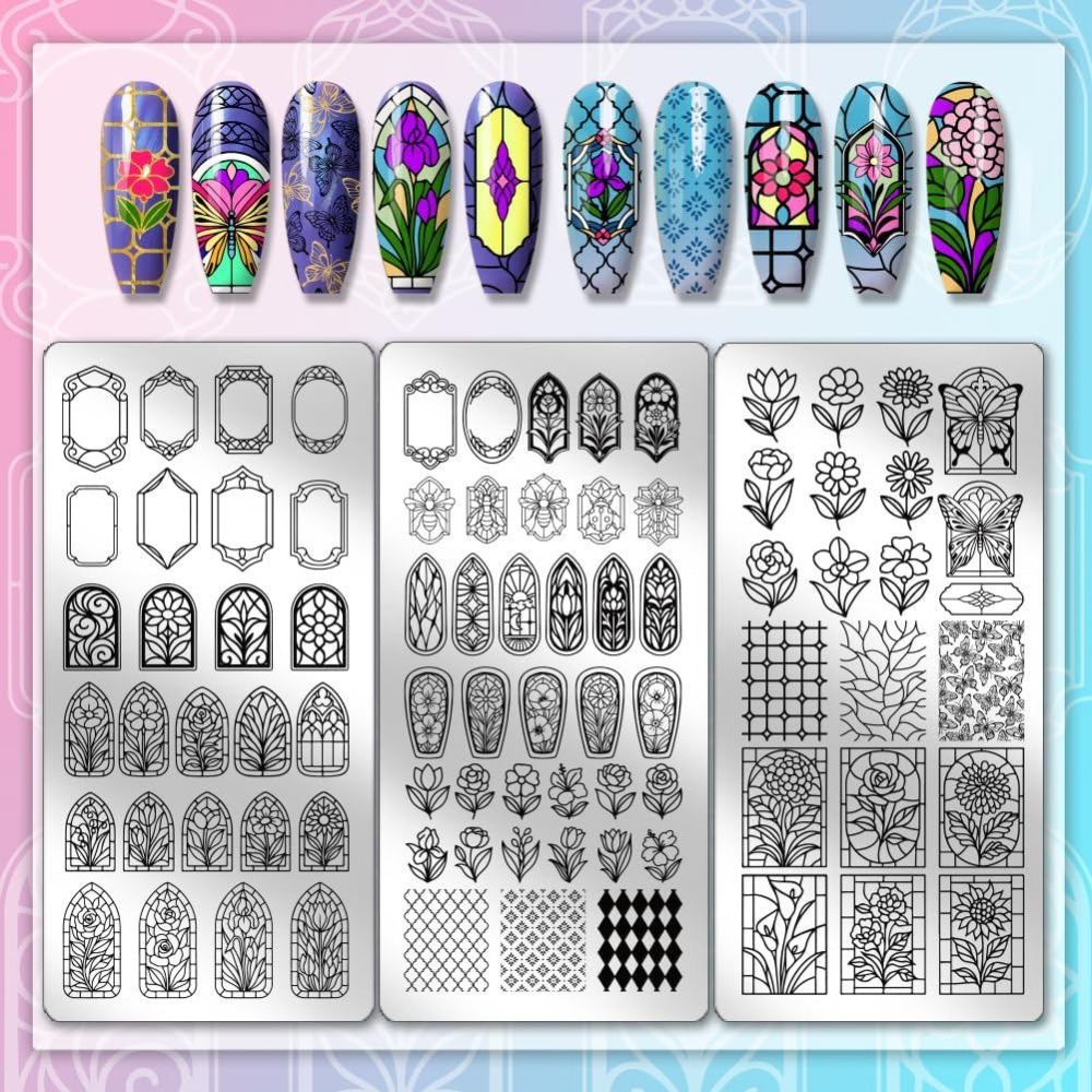 Набор из 3 стеклянных трафарет – обзор и цена Nail Stamping Plate