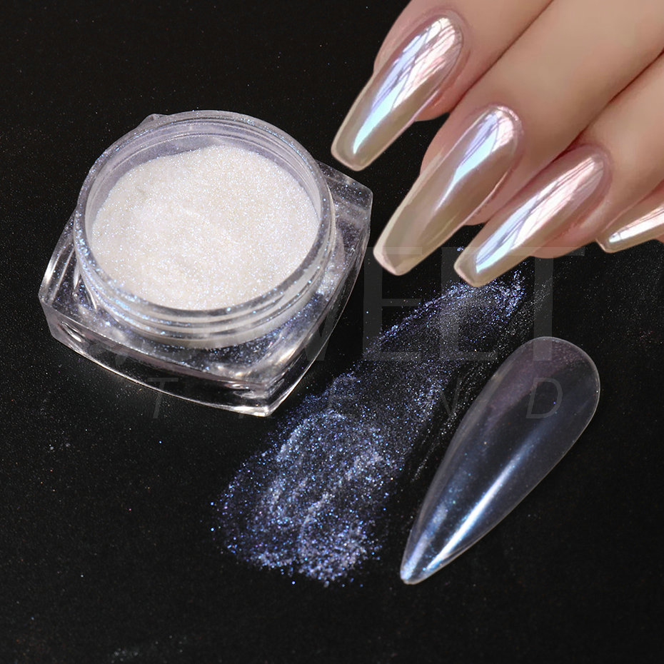 Белый жемчужный зеркальный лун – обзор и цена Nail Glitter Chrome