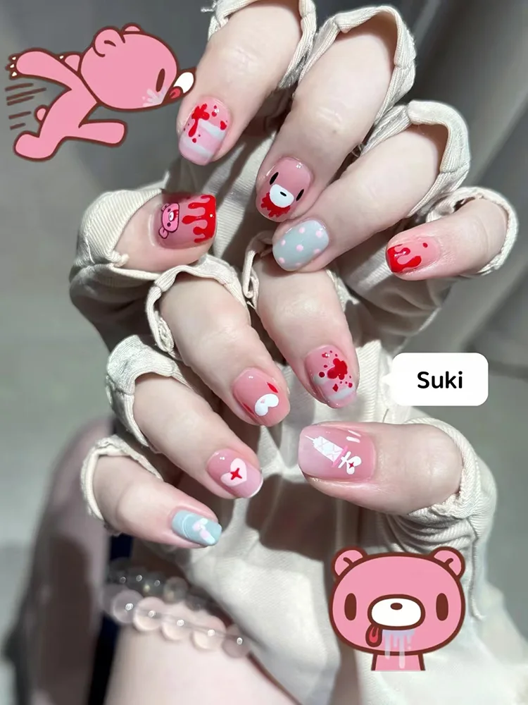 Милые розовые накладные ногти  – обзор и цена Nail Art Motif